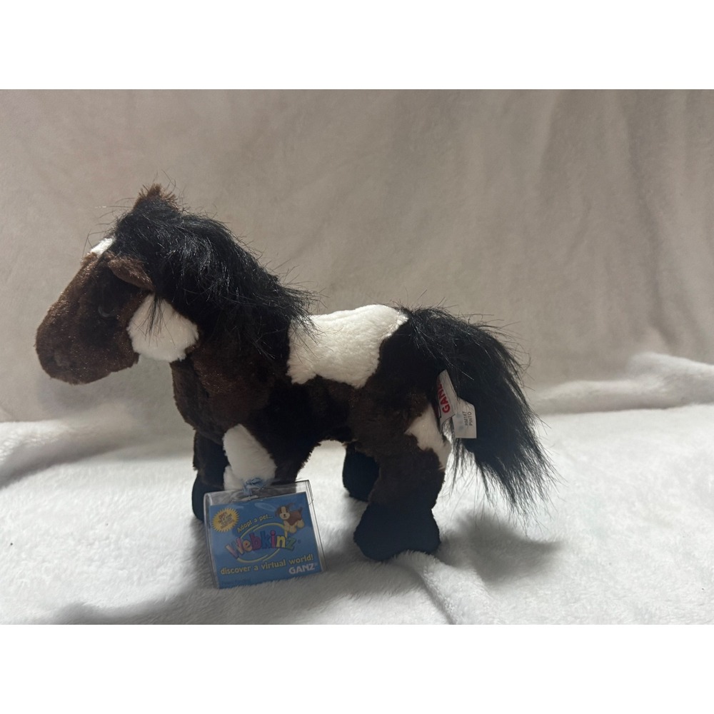 Ganz Webkinz Pinto Horse Plush Stuffed Animal with Sealed Code HM147 Brown White - Picture 2 of 3